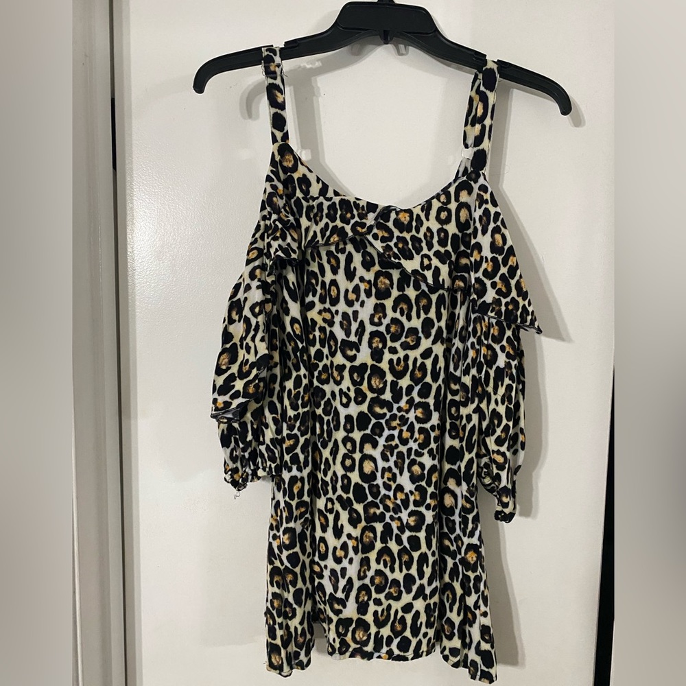 Cold Shoulder Animal Print Top